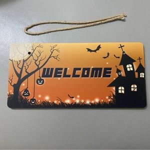 Halloween Welcome Wood Wall Sign Home Patio Porch Decor